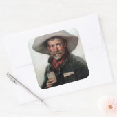 Spanischer Ranchero Cowboy in Old West Saloon Quadratischer Aufkleber (Umschlag)