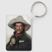 Spanischer Ranchero Cowboy in Old West Saloon Schlüsselanhänger (Rückseite)