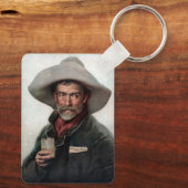 Spanischer Ranchero Cowboy in Old West Saloon Schlüsselanhänger (Rückseite)