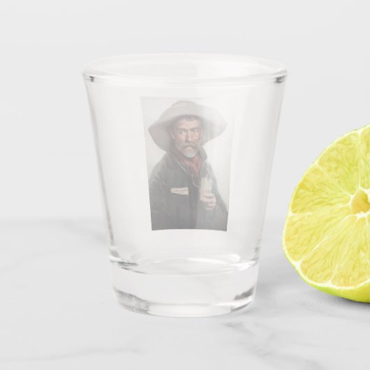 Spanischer Ranchero Cowboy in Old West Saloon Schnapsglas (Rückseite)