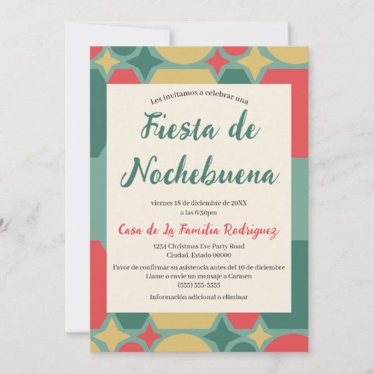 Spanischer Retro Festive Fiesta Nochebuena Weihnac Einladung (Vorderseite)
