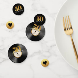 Spanischer Retro Vinyl Rekord 50 Jahre Jubiläum Konfetti