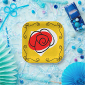Spanischer Rose Eckplatz Pappteller (Party)