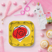 Spanischer Rose Eckplatz Pappteller (Party)