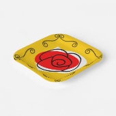 Spanischer Rose Eckplatz Pappteller (Gewinkelt)