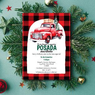 Spanischer roter LKW Posada Navideña Weihnachtsfei Einladung