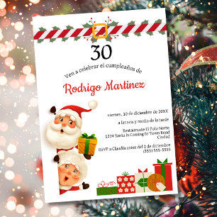 Spanischer Santa & Mrs Claus Weihnachten 30. Gebur Einladung