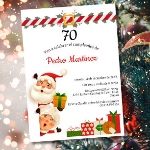Spanischer Santa & Mrs Claus Weihnachten 70. Gebur Einladung