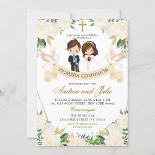 Spanischer Schwuler und Mädchen Erste Heilige Komm Einladung