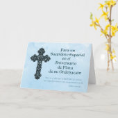 Spanischer Silberner 25. Ordination Jubiläum Pries Karte (Gelbe Blume)