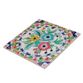 Spanischer Sommer Farbige Blumen Pink & Blaue Blum Fliese (Seite)