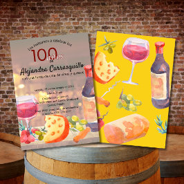 Spanischer Spaß Wein & Käse Degustation 100. Gebur Einladung