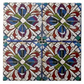 Spanischer Stil Simulated Mosaic Blue Red Green Fliese (Vorderseite)