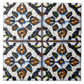 Spanischer Stil simuliert Mosaik Rot, Schwarz & We Fliese (Vorderseite)