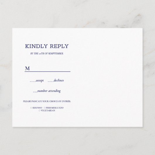 Spanischer Tankland, Hochzeit der Marine RSVP MEAL Einladungspostkarte (Rückseite)