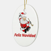 Spanischer tanzender Weihnachtsmann Keramikornament (Links)