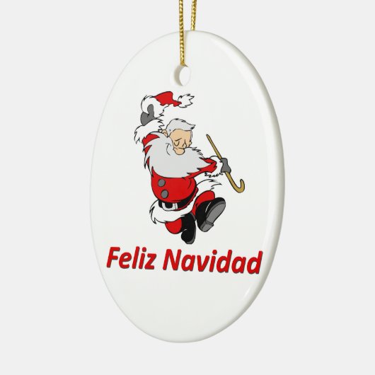 Spanischer tanzender Weihnachtsmann Keramikornament (Links)