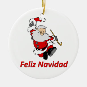 Spanischer tanzender Weihnachtsmann Keramikornament