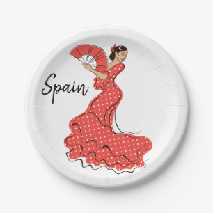 Spanischer Tänzer Flamenco Pappteller