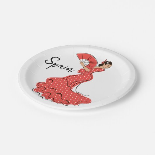 Spanischer Tänzer Flamenco Pappteller (Schrägansicht)