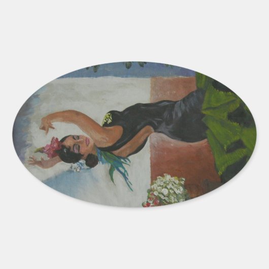 Spanischer Tänzer Ovaler Aufkleber (Vorderseite)
