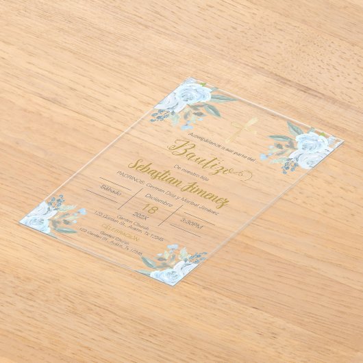 Spanischer Taufbote Acryleinladungen (Ablage )