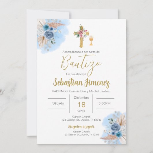 Spanischer Taufbote Einladung (Vorderseite)