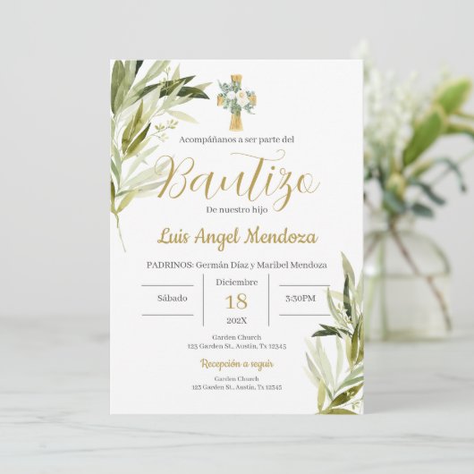 Spanischer Taufbote Einladung (Stehend Vorderseite)