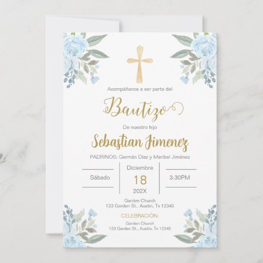 Spanischer Taufbote Einladung (Vorderseite)