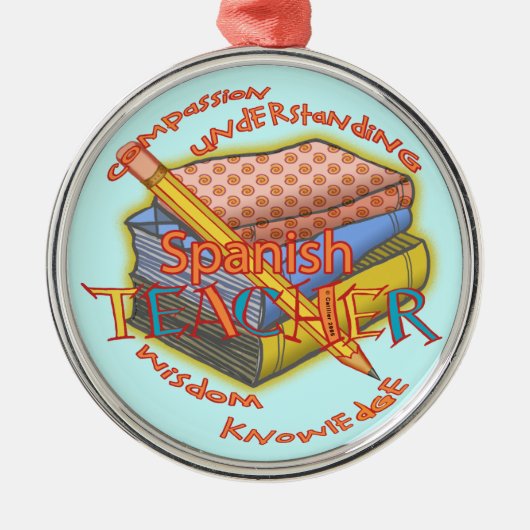 Spanischer Teacher Deluxe Rundschmuck Ornament Aus Metall (Vorne)