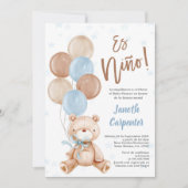 Spanischer Teddy Bear Baby Duschjunge Einladung (Vorderseite)