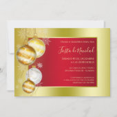 Spanischer Text Stylish Ruby & Gold Festliches Wei Einladung (Vorderseite)