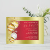 Spanischer Text Stylish Ruby & Gold Festliches Wei Einladung (Stehend Vorderseite)
