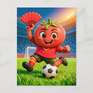 Spanischer Tomaten-Fußballspieler auf einem lebend Postkarte