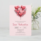 Spanischer Valentinstag mit Herzen Einladung (Stehend Vorderseite)