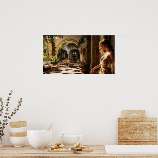 Spanischer Villenhof in Miami der 20er Jahre Poster (Küche)