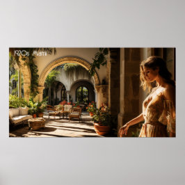 Spanischer Villenhof in Miami der 20er Jahre Poster