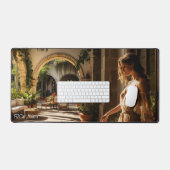 Spanischer Villenhof in Miami der 20er Jahre Schreibtischunterlage (Tastatur & Maus)