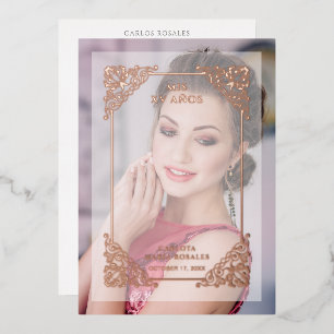 Spanischer Vintager Geblüht Vellum-Effekt Mis XV A Folieneinladung