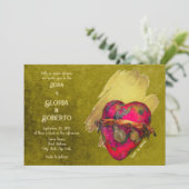 Spanischer, Vintager Red Heart Mexican Wedding Inv Einladung (Stehend Vorderseite)