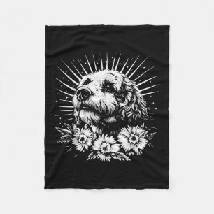 Spanischer Wasserhund Lover Retro Stil Tattoo _1 Fleecedecke