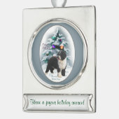 Spanischer Wasserhund Personalisiert Weihnachten Banner-Ornament Silber (Links)
