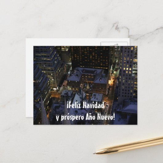 Spanischer Weihnachtsbaum in Manhattan in der Nach Postkarte (Vorderseite/Rückseite Beispiel)