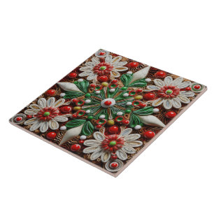 Spanischer Weihnachtsstern Handbemalt Terrakotta N Fliese