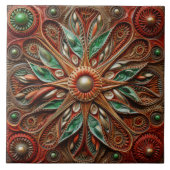 Spanischer Weihnachtsstern Handfarbe Terracotta Fliese (Vorderseite)