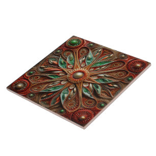 Spanischer Weihnachtsstern Handfarbe Terracotta Fliese