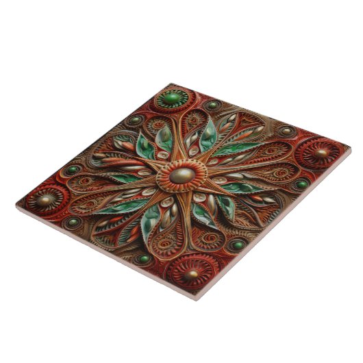Spanischer Weihnachtsstern Handfarbe Terracotta Fliese (Seite)