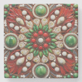 Spanischer Weihnachtsstern Handfarbe Terracotta No Steinuntersetzer (Vorderseite)