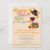 Spanischer Wein Glas essen Drink Erntedank Abendes Einladung (Vorderseite)