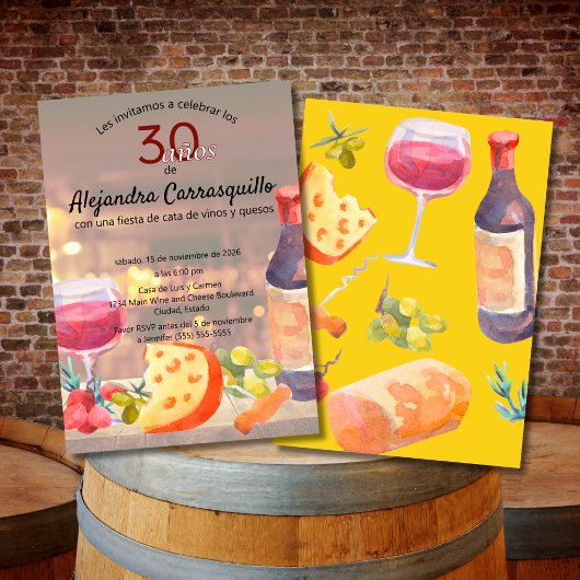 Spanischer Wein & Käse Degustation 30. Geburtstag Einladung